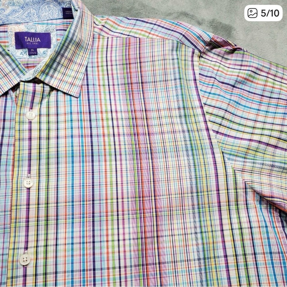 Tallia Multicolor Plaid Button-Up Shirt – Vibrant & Stylish Sz XL - Picture 6 of 10